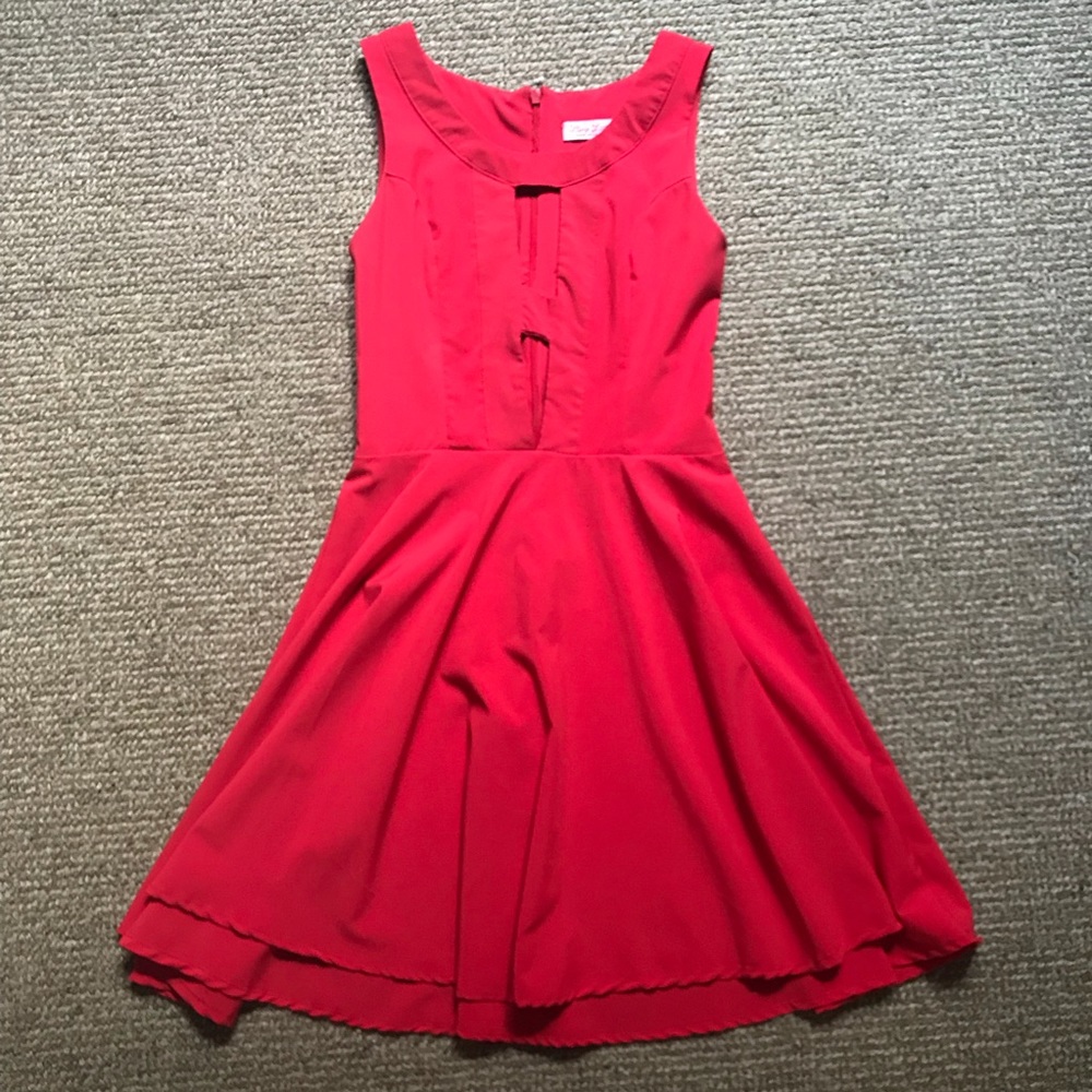 Red V-cut dress